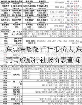 东莞青旅旅行社报价表,东莞青旅旅行社报价表查询