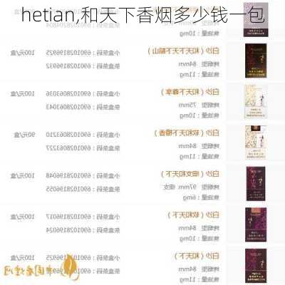 hetian,和天下香烟多少钱一包-第1张图片-猪头旅行网