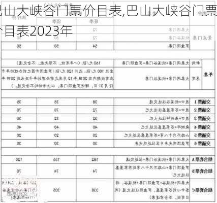 巴山大峡谷门票价目表,巴山大峡谷门票价目表2023年-第2张图片-猪头旅行网