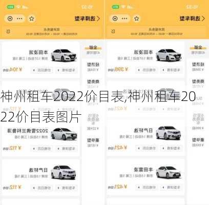 神州租车2022价目表,神州租车2022价目表图片